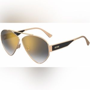 Moschino Women's Gold-Tone Geometric Aviator Sunglasses - MOS084S